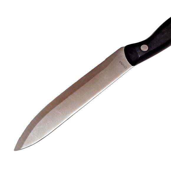 Revere Ware 9" Serrated Stainless Blade Slicing Chef's Knife Black Handle Retro - Picture 4 of 10